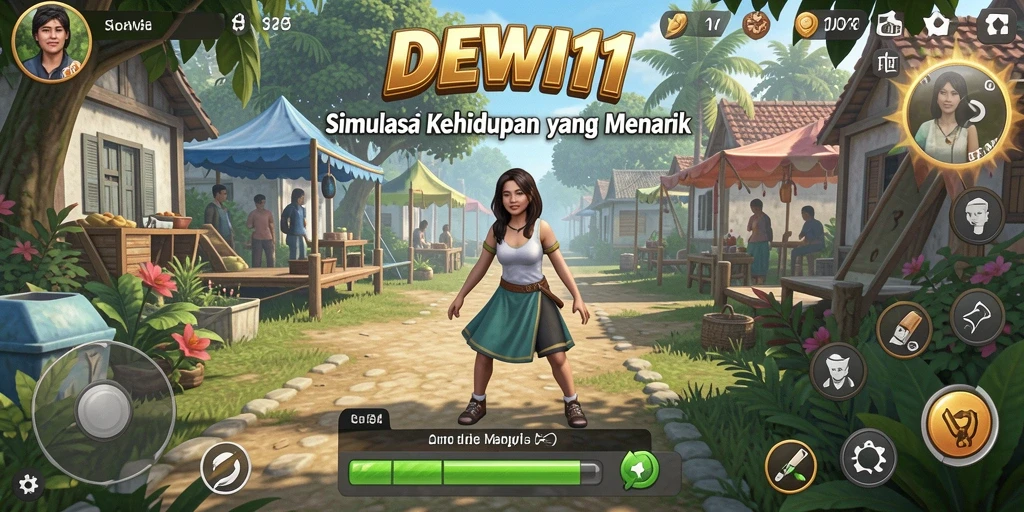 Tangkapan layar DEWI11 menampilkan karakter dalam aktivitas sehari-hari.