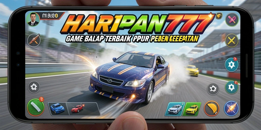 Tampilan gameplay balapan cepat dan mendebarkan dalam HARAPAN777.
