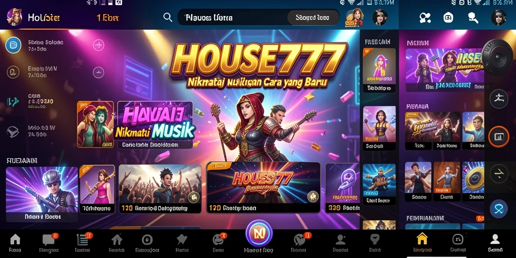 Tampilan gameplay interaktif dari <strong>HOUSE777</strong> saat menikmati musik.