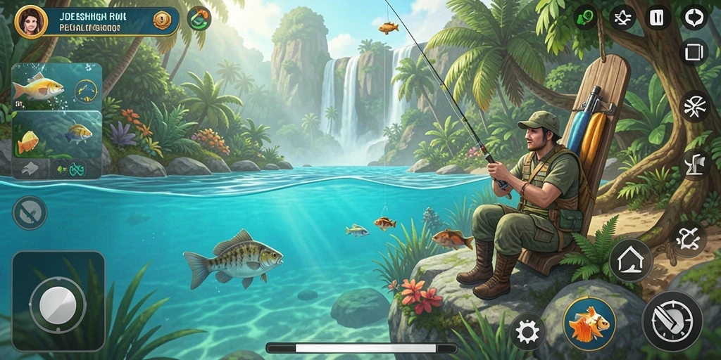 Tampilan gameplay JJ62 yang menampilkan pengalaman memancing yang seru.