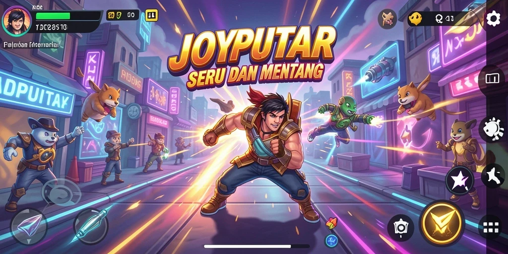 Tampilan gameplay seru dari JOYPUTAR saat memutar dan menembak bola.