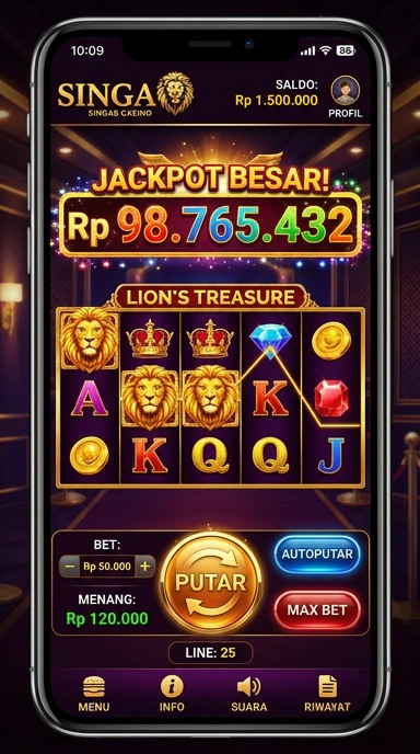 Tampilan antarmuka aplikasi singa8 yang mudah digunakan.